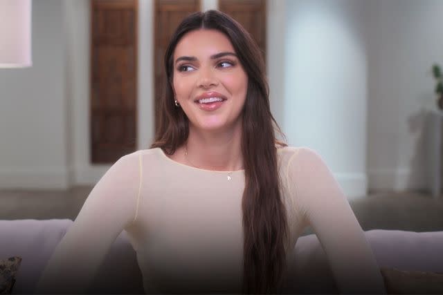 <p>Hulu</p> Kendall Jenner laughs in confessional
