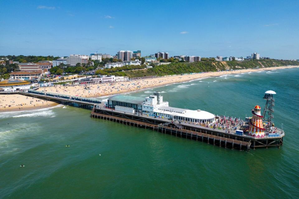 An aerial view of Bournemouth Pier and beach (Getty Images)