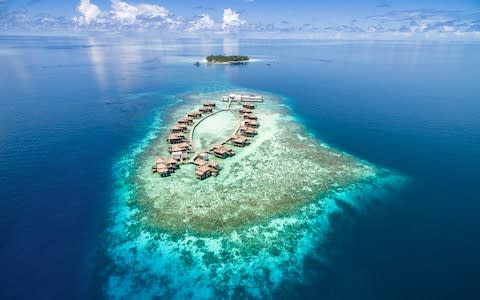 Aerial view of a resort in the Maldives