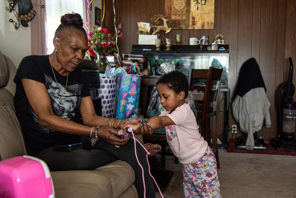 Skye McBride’s grandmother, Pam Williams encourages her to use her left hand, referred to as “lefty