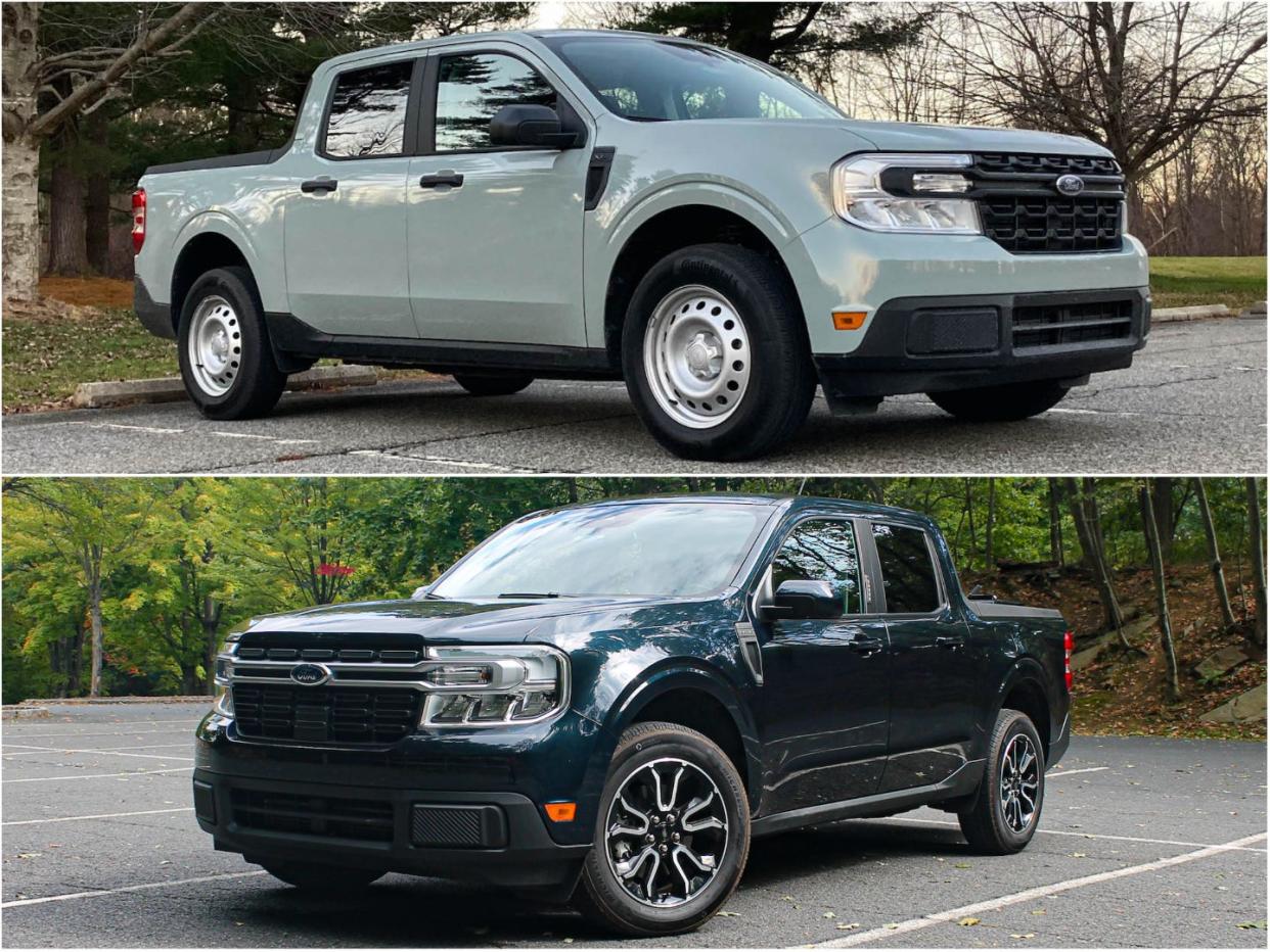 The Ford Maverick XL (top) and Lariat.