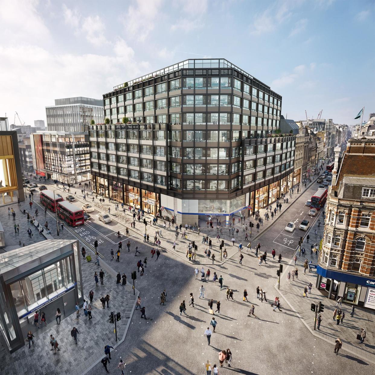 Derwent London is set to create a new development called Soho Place on the corner of Oxford Street and Charing Cross Road
