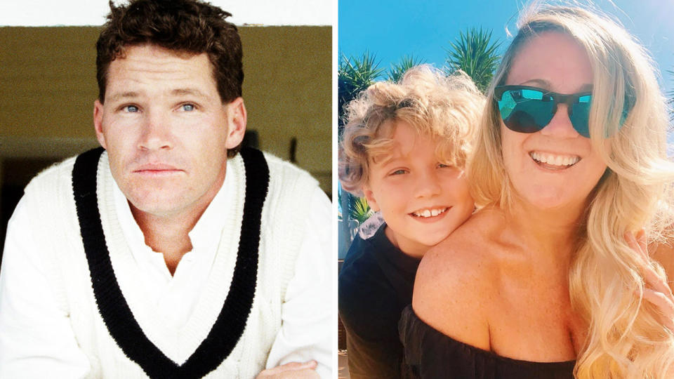 Kerri-Anne Hamilton (pictured right) with her son Koby (also pictured right) and Dean Jones (pictured left) posing for a photo.