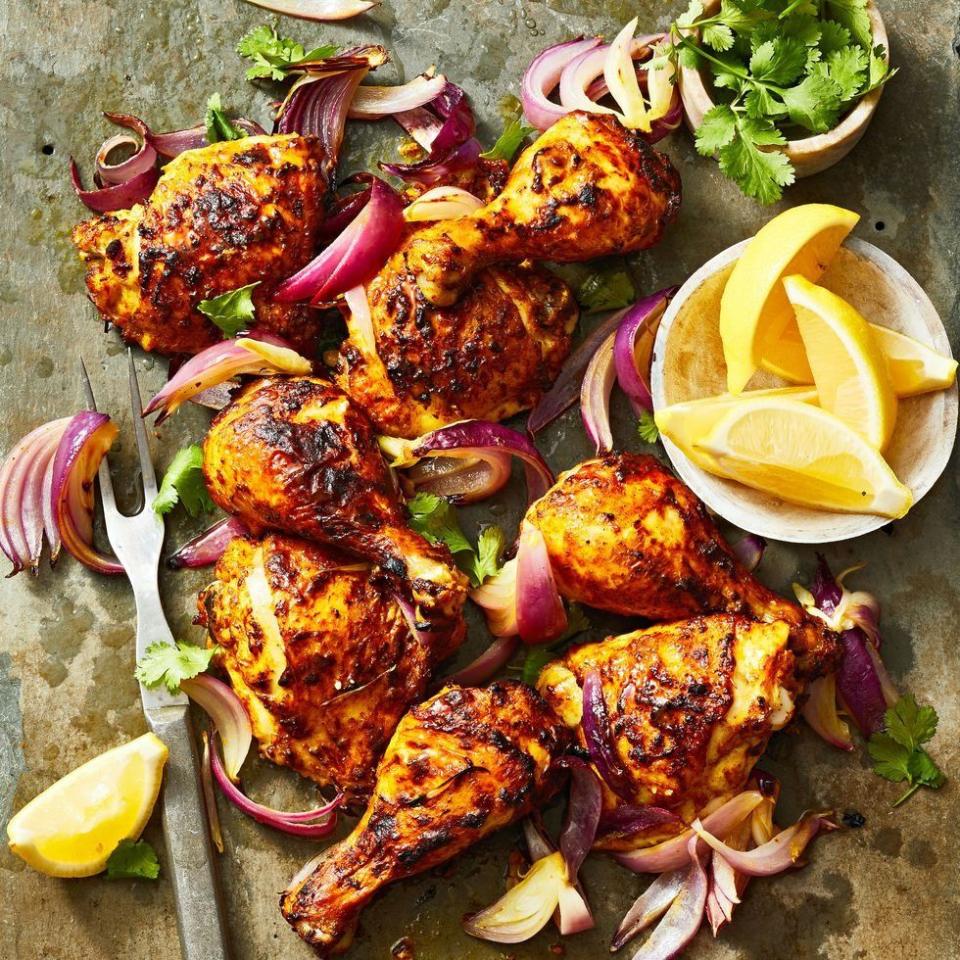 <p>Throw this classic Indian dish in the air fryer for juicy and tender chicken in under 30 minutes!</p><p>Get the <strong><a href="https://www.goodhousekeeping.com/food-recipes/a38868102/tandoori-chicken-recipe/" rel="nofollow noopener" target="_blank" data-ylk="slk:Tandoori Chicken recipe" class="link ">Tandoori Chicken recipe</a></strong>. </p><p><strong>RELATED:</strong> <a href="https://www.goodhousekeeping.com/food-recipes/g34521867/air-fryer-recipes/" rel="nofollow noopener" target="_blank" data-ylk="slk:46 Easy Air Fryer Recipes That Are Fast and Super Delicious" class="link ">46 Easy Air Fryer Recipes That Are Fast and Super Delicious</a></p>