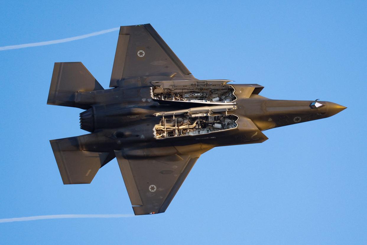 An Israeli Air Force F-35 flies during an aerial demonstration