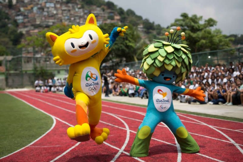 里約（Rio de Janeiro）奧運吉祥物：「維尼修斯」（Vinicius, 圖左）和「湯姆」（Tom, 圖右）。（美聯社）