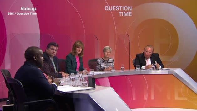 Andrew Neil (right) appeared on Thursday's edition of Question Time (Photo: BBC)