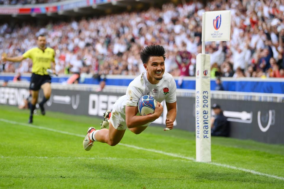Marcus Smith goes over for England’s fifth try (Getty Images)