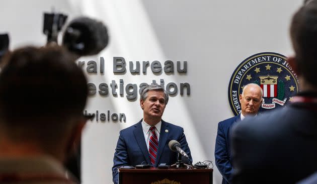 FBI Director Christopher Wray at a press conference Wednesday addressed threats made to law enforcement after agents raided Trump's Mar-a-Lago residence. (Photo: via Associated Press)