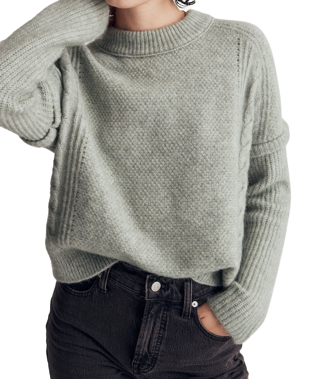 Madewell Havener Cable Pullover Sweater 