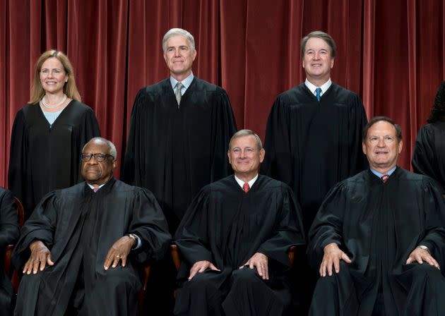 Conservative members of the Supreme Court are seen during a photo session in Washington on Oct. 7.