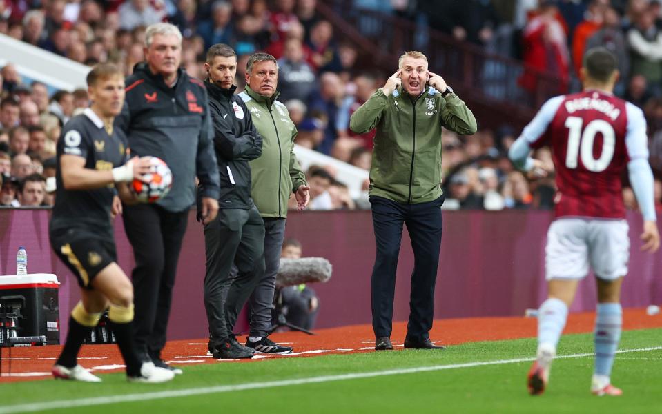 Dean Smith, Manager of Aston Villa reacts during the Premier League match between Aston Villa and Newcastle United - Getty Images