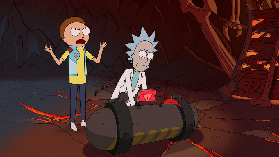 Morty rants at Rick while Rick disables a neutrino bomb