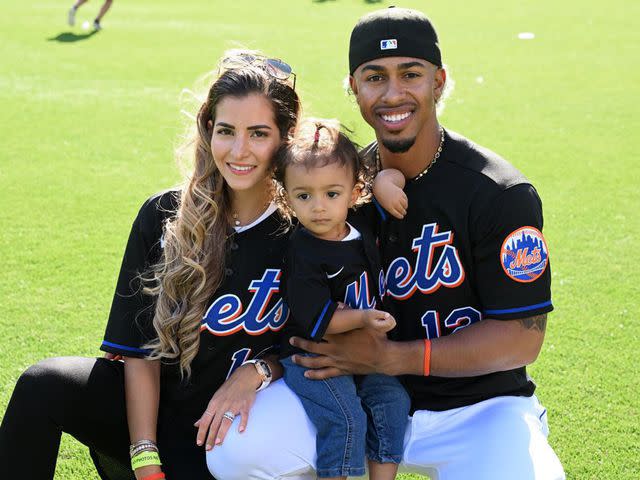 Katia Reguero Instagram Francisco Lindor and Katia Reguero with their daughter Kalina in matching Mets jerseys.