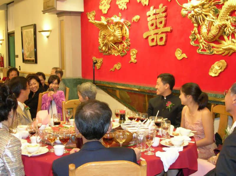 Raymond ‌‌Cheung and his family at his 2005 wedding reception in Monterey Park. (Courtesy Raymond Cheung)