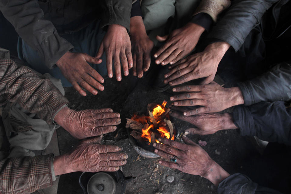 Gathered around a fire