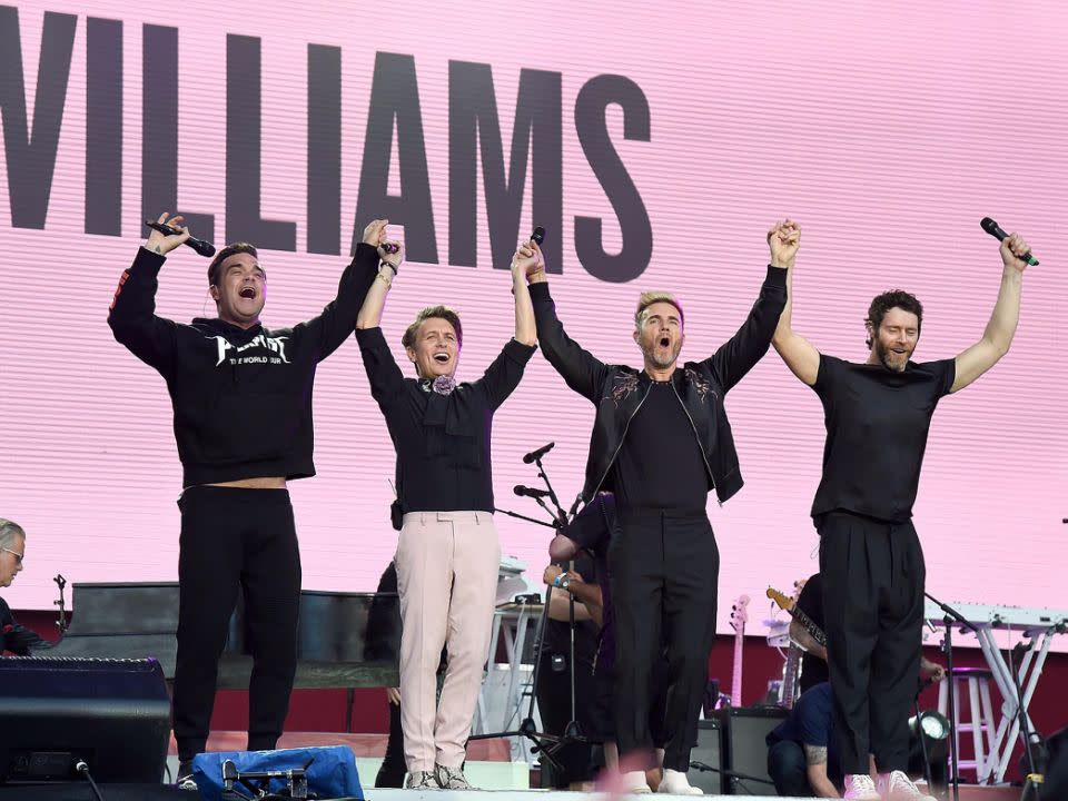 Robbie Williams joined ex-bandmates Take That. Source: Getty