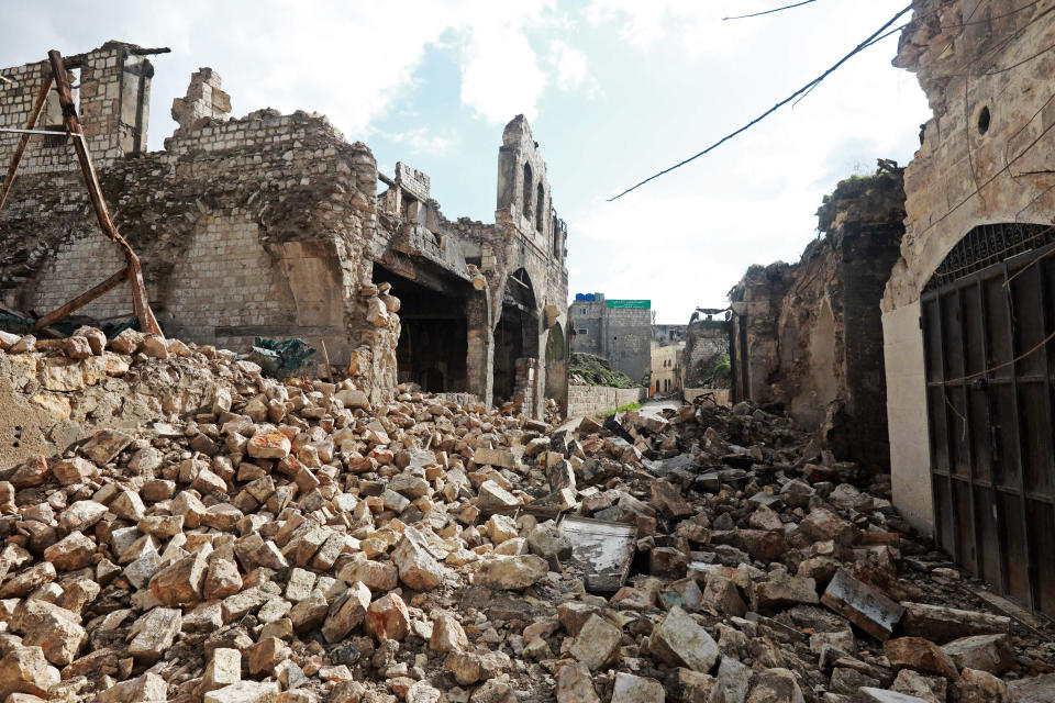 The Syrian Red Crescent appealed to Western countries to lift sanctions and provide aid after a powerful earthquake has killed more than 1,600 people across the war-torn country.  (Louai Beshara / AFP - Getty Images)