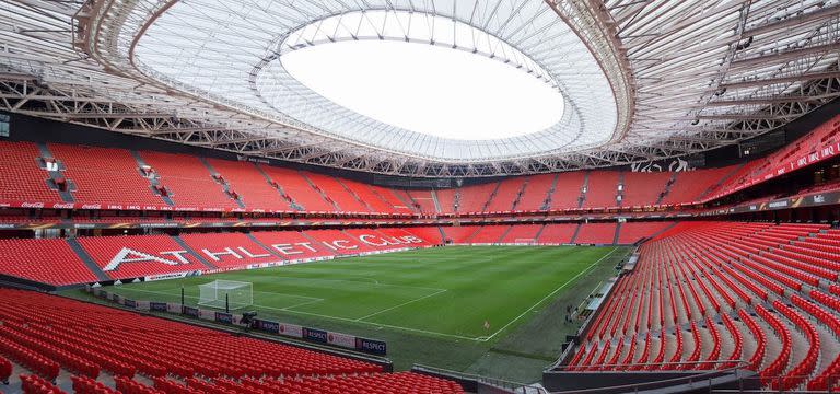 Una imponente vista de San Mamés, el estadio de Athletic de Bilbao y una de las sedes candidatas para albergar el Mundial 2030