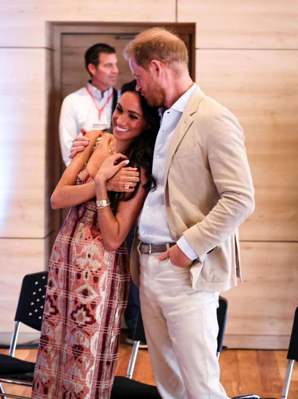 BOGOTA, COLOMBIA - AUGUST 15: Meghan, Duchess of Sussex and Prince Harry, Duke of Sussex are seen at Centro Nacional de las Artes Delia Zapata during The Duke and Duchess of Sussex's Colombia Visit on August 15, 2024 in Bogota, Colombia. (Photo by Eric Charbonneau/Archewell Foundation via Getty Images)