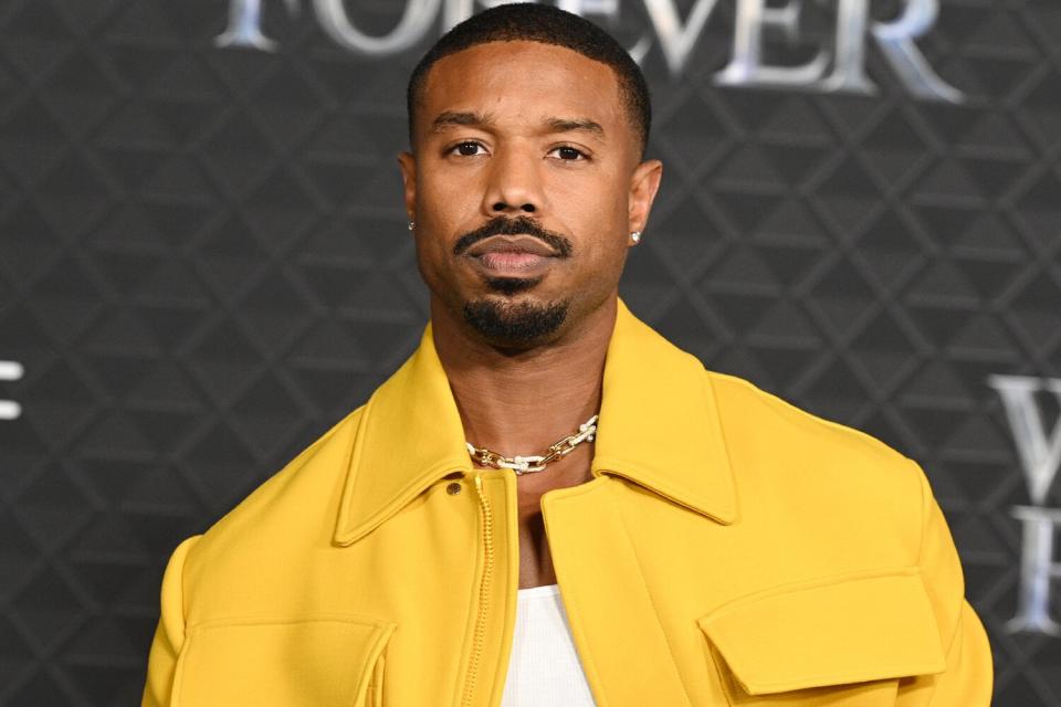 Michael B. Jordan arrives for the world premiere of Marvel Studios' "Black Panther: Wakanda Forever"