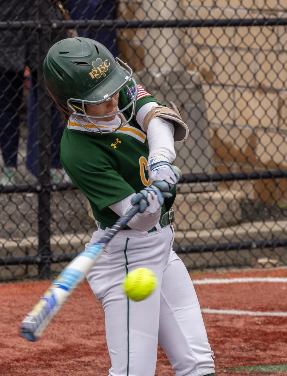 Nicole Knox at the plate in late innings. Red Bank Catholic Girls Softball defeats Wall 6-2 in home game on April 4, 2024