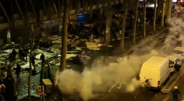 Video has captured hundreds of migrants brawling at a Paris metro station. Source: Youtube/ Arnault CHENE