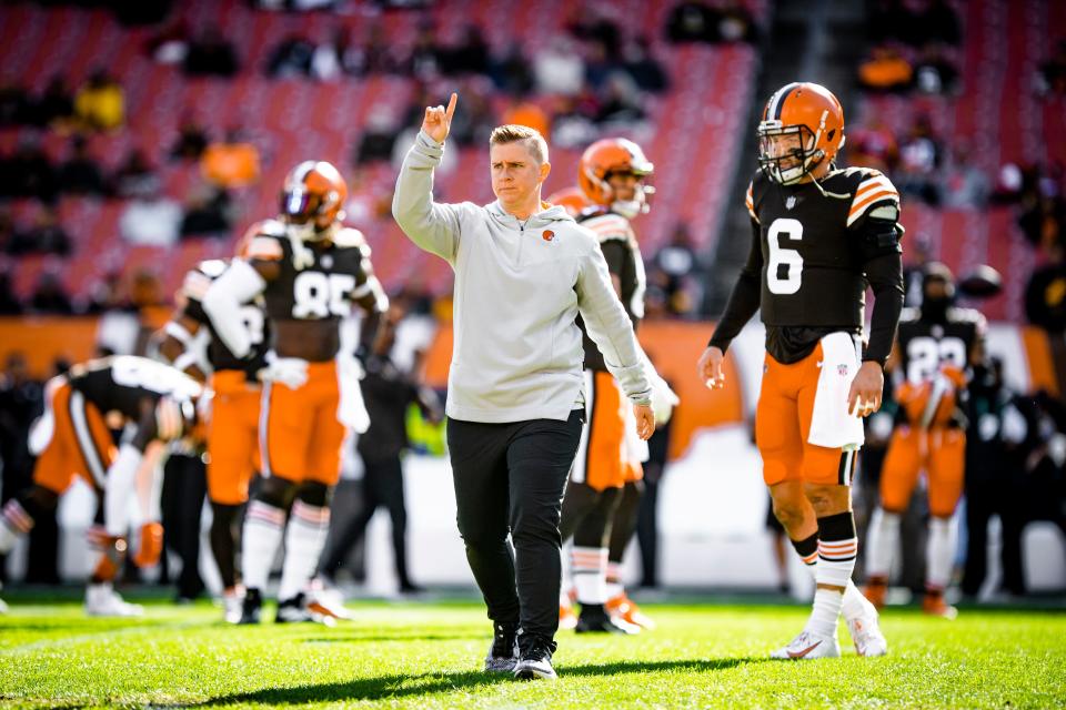 Chief of Staff Callie Brownson before a NFL football game between the Pittsburgh Steelers and Cleveland Browns on October 31, 2021 at FirstEnergy Stadium. The Browns lost 10-15.