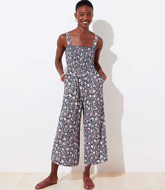 7) Floral Smocked Jumpsuit