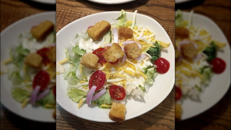 Outback Cobb salad white plate