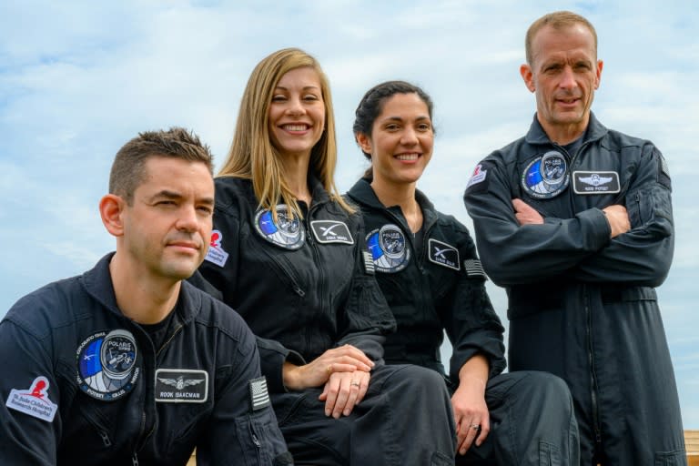 'Polaris Dawn' mission participants (from left) Jared Isaacman, Anna Menon, Sarah Gillis and Scott Poteet (John KRAUS)