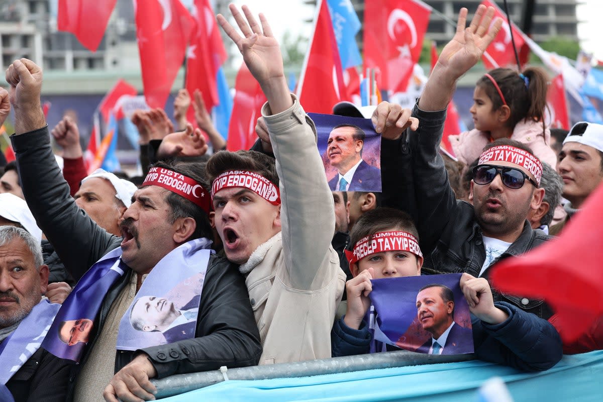 Supporters of President Erdogan during a campaign rally in Ankara last week (AFP via Getty Images)