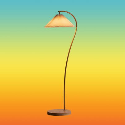 A curved pleated lamp