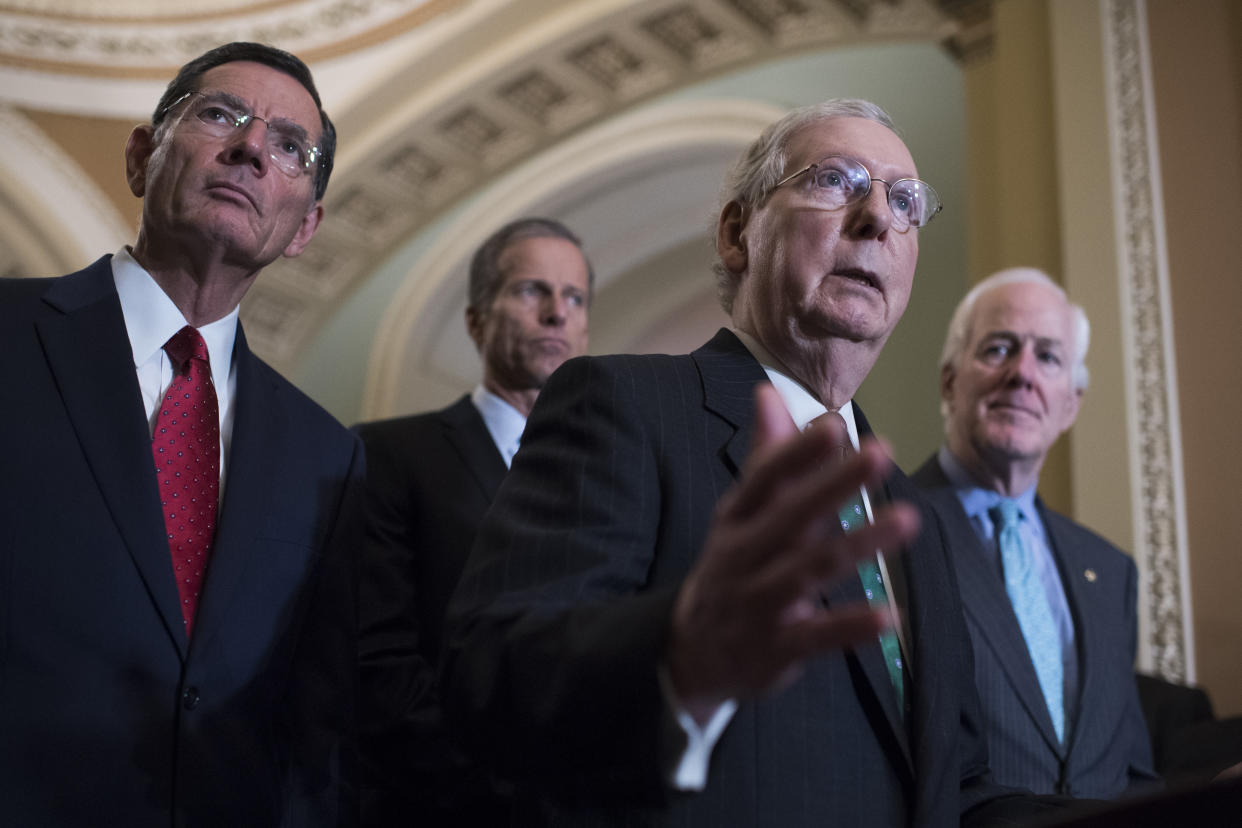 Senate Majority Leader Mitch McConnell (R-Ky.) has reopened the quest for the holy grail of Republican government: cutting Medicare, Medicaid and Social Security to pay for tax cuts. (Photo: Tom Williams via Getty Images)