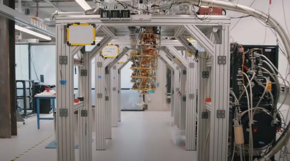 Inside a Google quantum computer. - Credit: Google