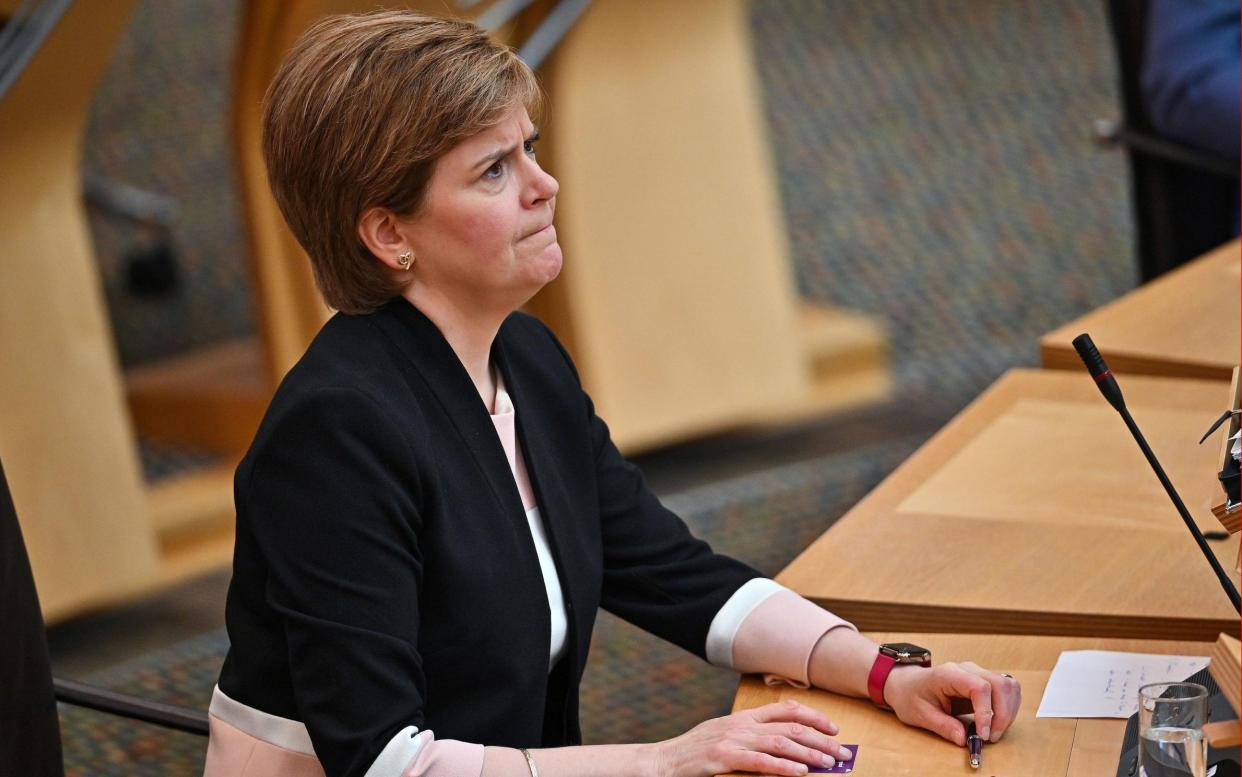 Nicola Sturgeon during First Minister's Questions at the Scottish Parliament in Holyrood - Jeff J Mitchell/PA 