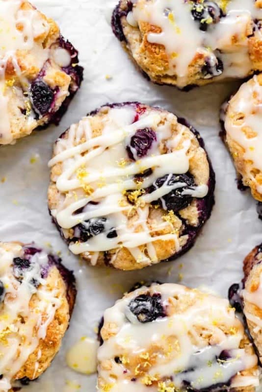 <p>Grandbaby Cakes</p><p>Delicately crisp on the outside and tender on the inside bursting with blueberries and lemon zest, these Blueberry Lemon Biscuits are the perfect breakfast.</p><p><strong>Get the recipe: <a href="https://grandbaby-cakes.com/blueberry-lemon-biscuits/" rel="nofollow noopener" target="_blank" data-ylk="slk:Blueberry Lemon Biscuits;elm:context_link;itc:0;sec:content-canvas" class="link ">Blueberry Lemon Biscuits</a></strong></p><p><strong>Related: <a href="https://www.yahoo.com/lifestyle/40-best-easter-cookie-recipes-015217022.html" data-ylk="slk:Easter Cookies You’ll Love;elm:context_link;itc:0;sec:content-canvas;outcm:mb_qualified_link;_E:mb_qualified_link;ct:story;" class="link  yahoo-link">Easter Cookies You’ll Love</a></strong></p>