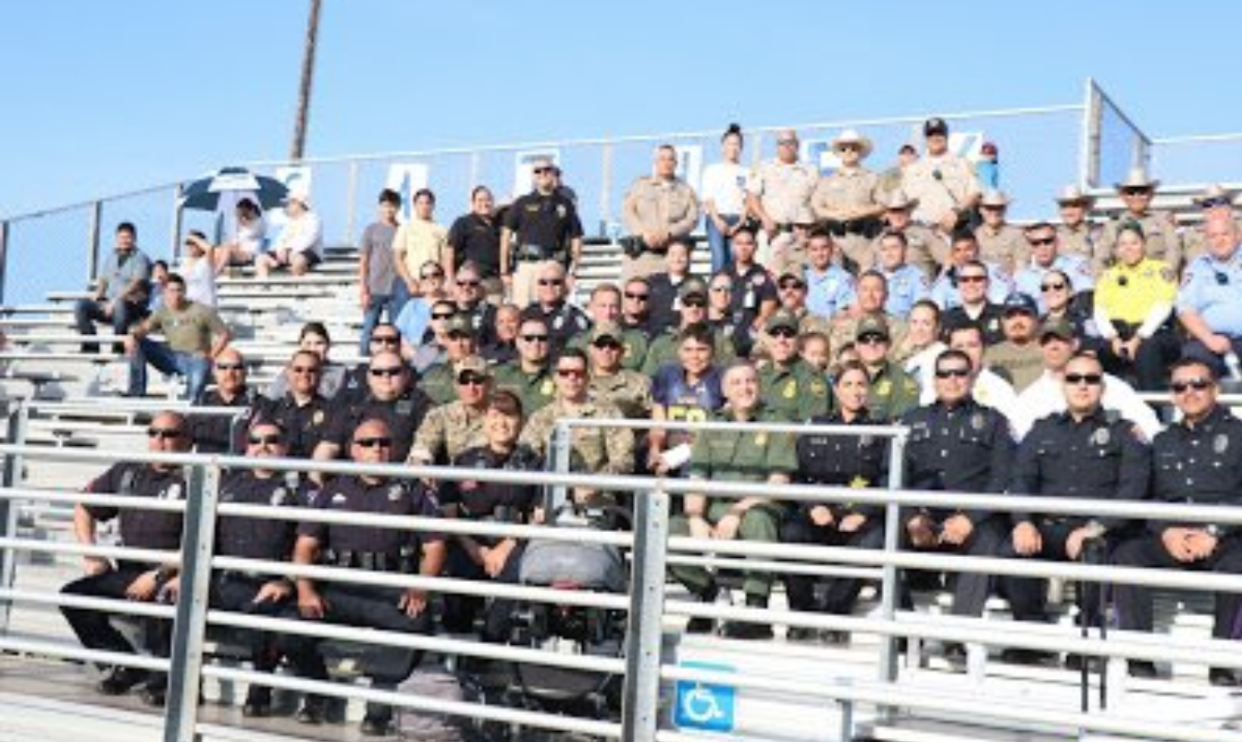 In June, Mission Police Cpl. Jose Espericueta was fatally shot in the line of duty. On Saturday, police officers from across south Texas showed up to support his son during his first football game. (Photo: City of Mission, Texas)