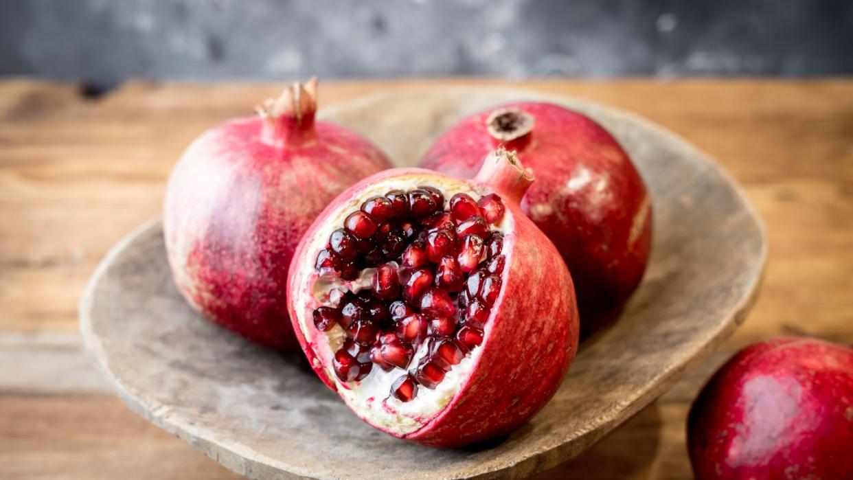 close up of pomegranates on table