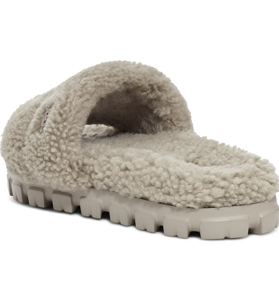 Ugg Cozetta Curly Genuine Shearling Slide Slipper in goat (Photo via Nordstrom)