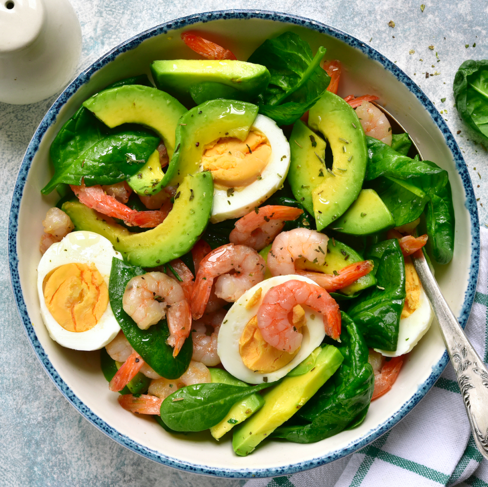 10) Shrimp, Avocado, and Egg Chopped Salad