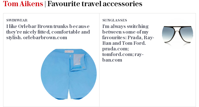 Tom Aikens | Favourite travel accessories