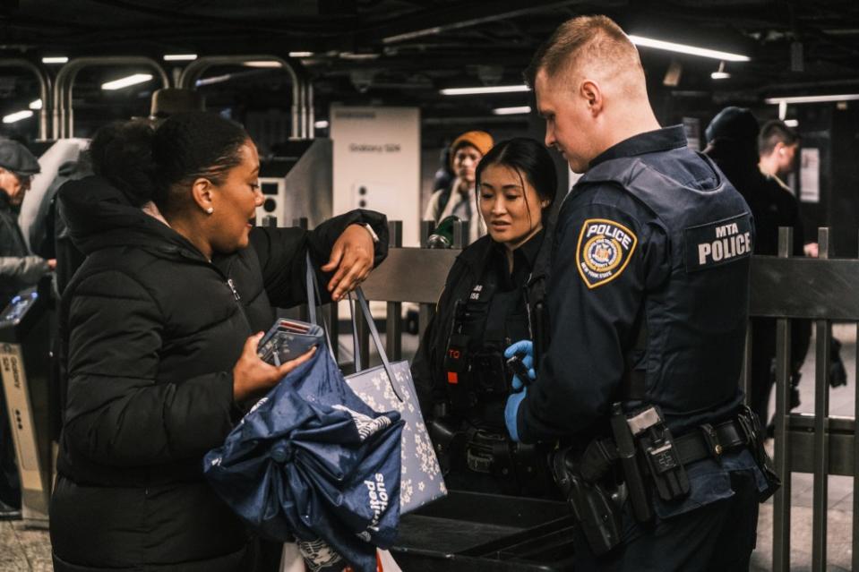 A bag check at Grand Central Station. Stephen Yang