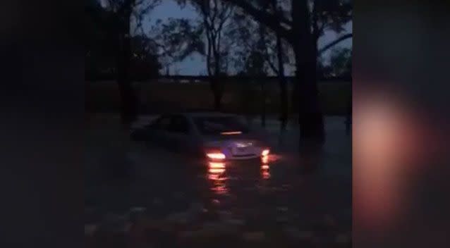 One driver was left stranded near Euroa as floodwaters continued to rise. Source: Supplied