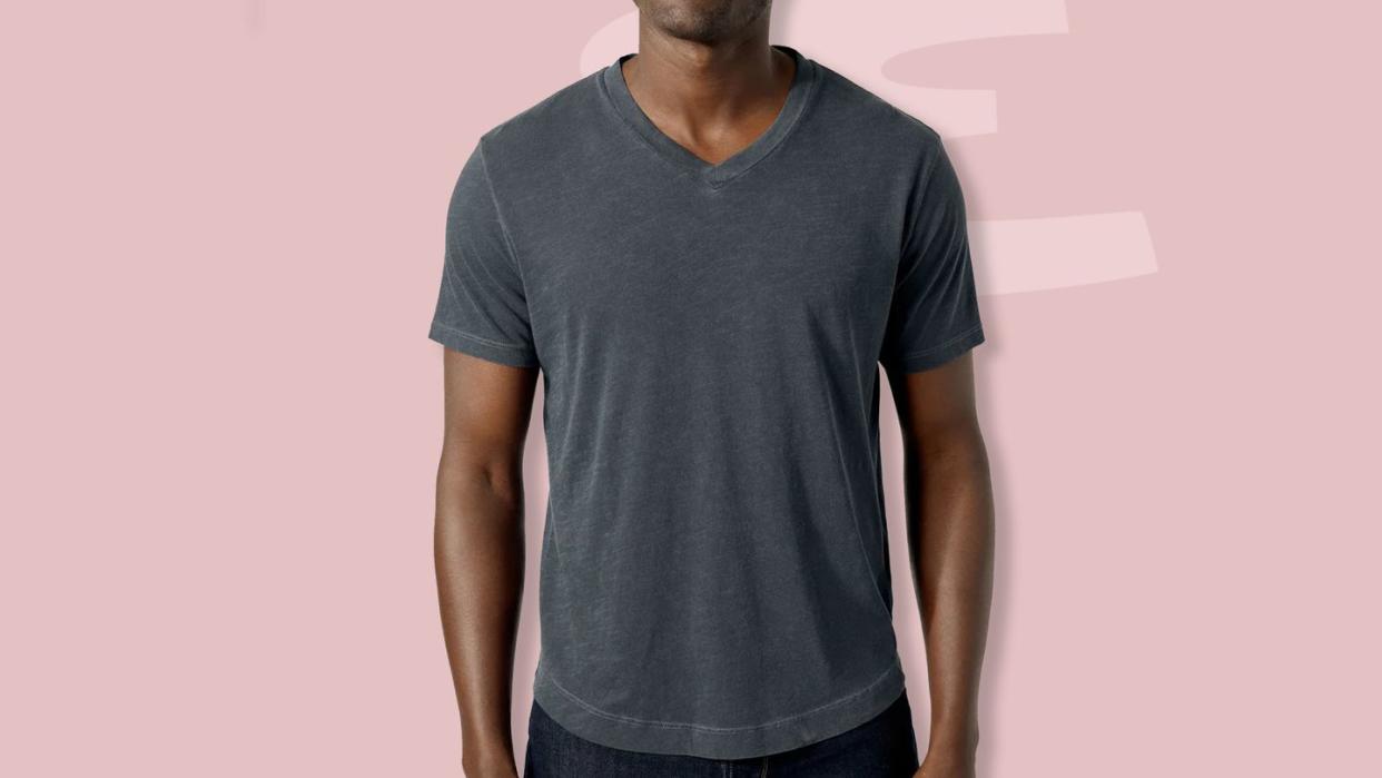 a man wearing a grey shirt