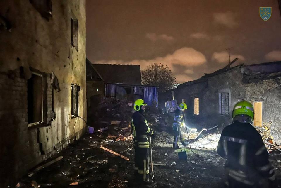 Firefighters in Odesa attend the aftermath of a Russian drone strike (Telegram / Defence Forces of Southern Ukraine)