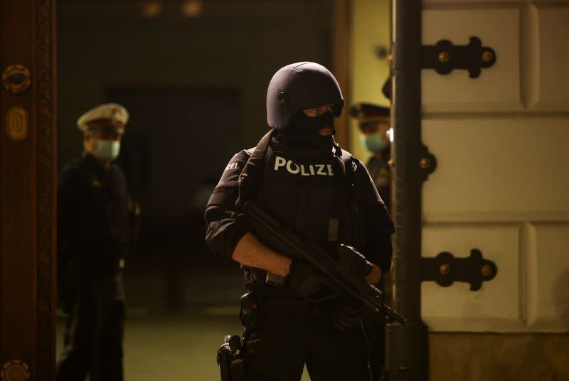 News conference at the Interior Ministry after gunfire exchanges in Vienna
