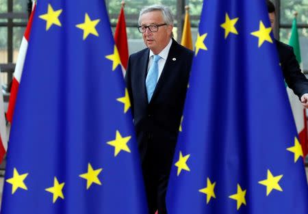 President of the European Commission Jean-Claude Juncker arrives at the EU summit in Brussels, Belgium, June 22, 2017... REUTERS/Eric Vidal