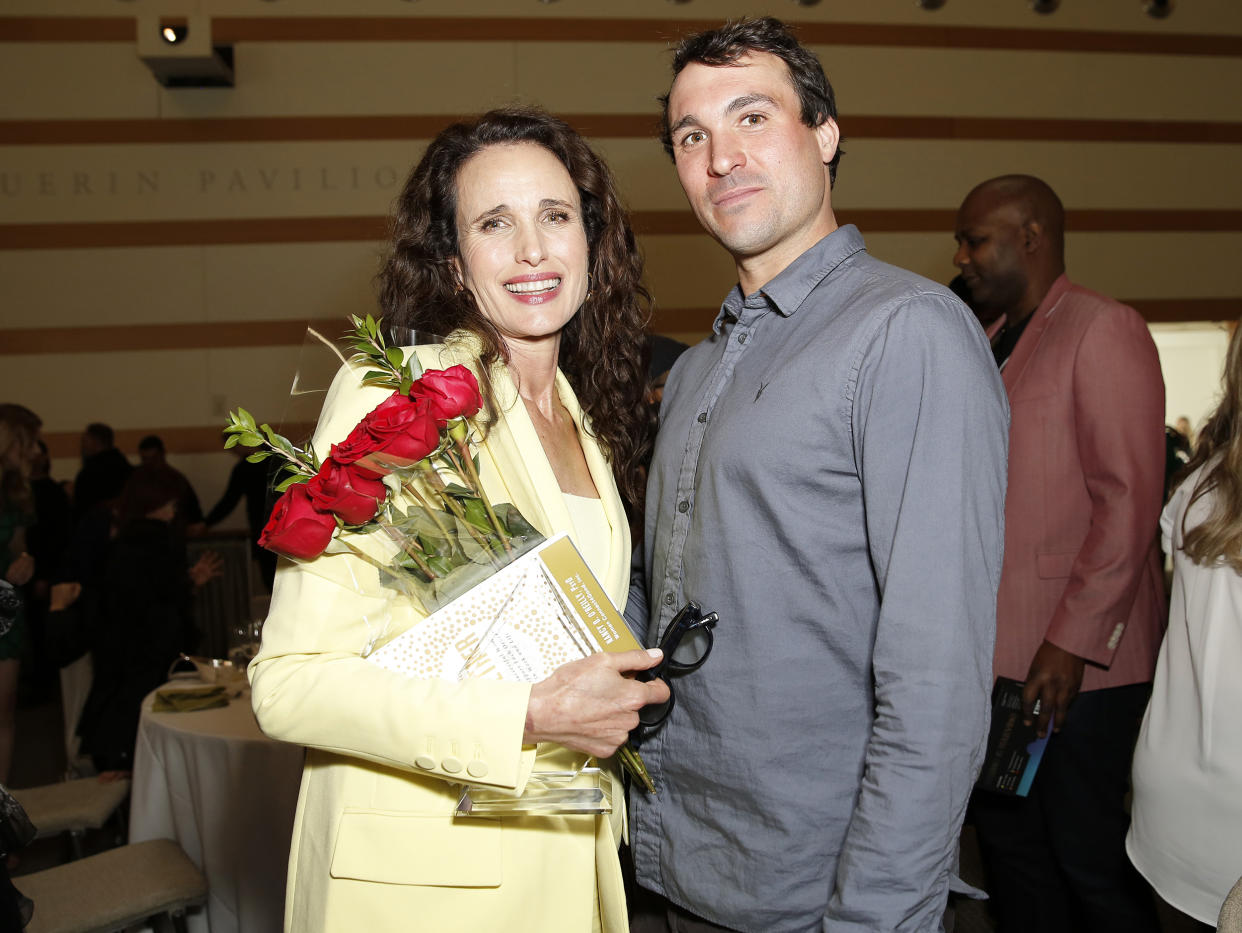 Andie MacDowell and son Justin Qualley (Rachel Murray / Getty Images)