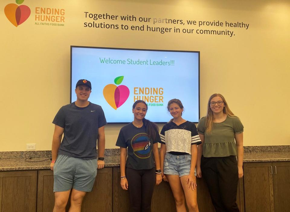 All Faiths Food Bank's High School Hunger Heroes contributed 3,729 volunteer hours during the 2021-22 school year to provide nutritional assistance in Sarasota County. More than 245 students from Booker, Cardinal Mooney, Lakewood Ranch, North Port, Pine View, Riverview, Sarasota and Venice high schools participated. The Peer Leadership members included, from left, Noah Suplee, Catalina Greico, Jessica Kaszubski, and Ella Smith, as well as Tyler Ruben, Sean Laureano, Leuck Williams and Bella Martinez. The program launched in January 2021. To learn more about High School Hunger Heroes, visit allfaithsfoodbank.org/volunteer.